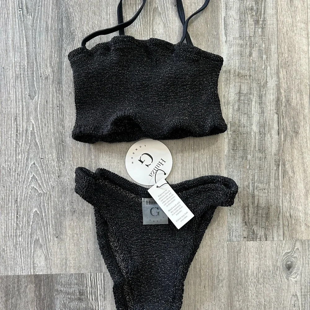 NWT 🐈‍⬛ Hunza G Gigi Bikini in Metallic Black Lurex - Picture 2 of 7